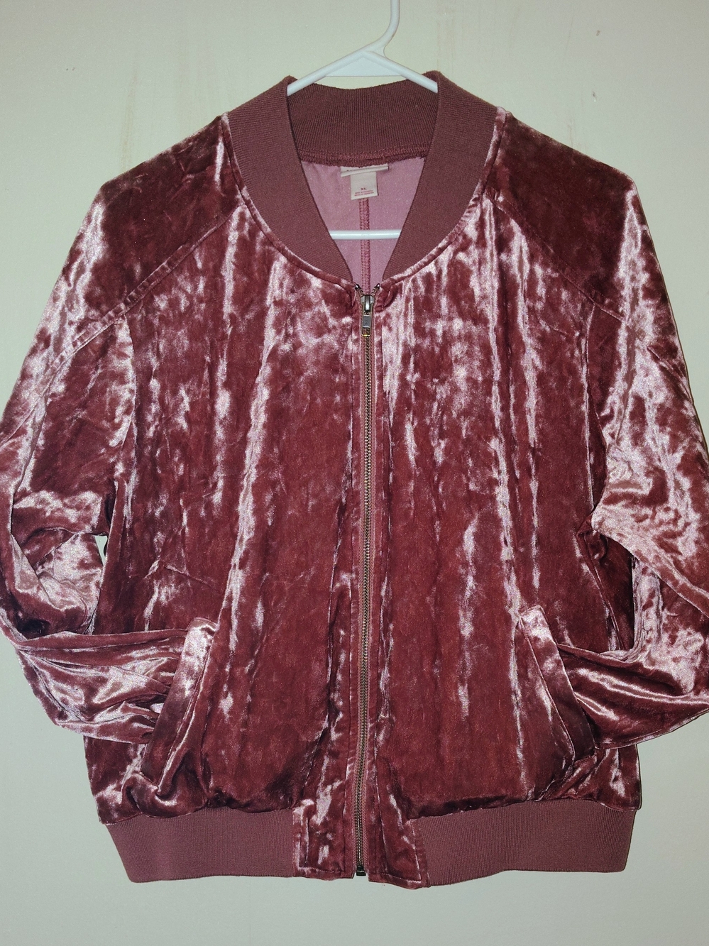 Women's Velvet Bomber Jacket - Mauve